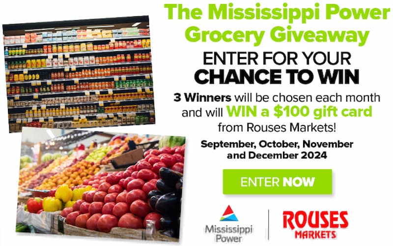 Promotions Online Competitions Mississippi: Win a 0 Gift Card from Rouses Markets. Hosted by Mississippi Power Grocery Giveaway.