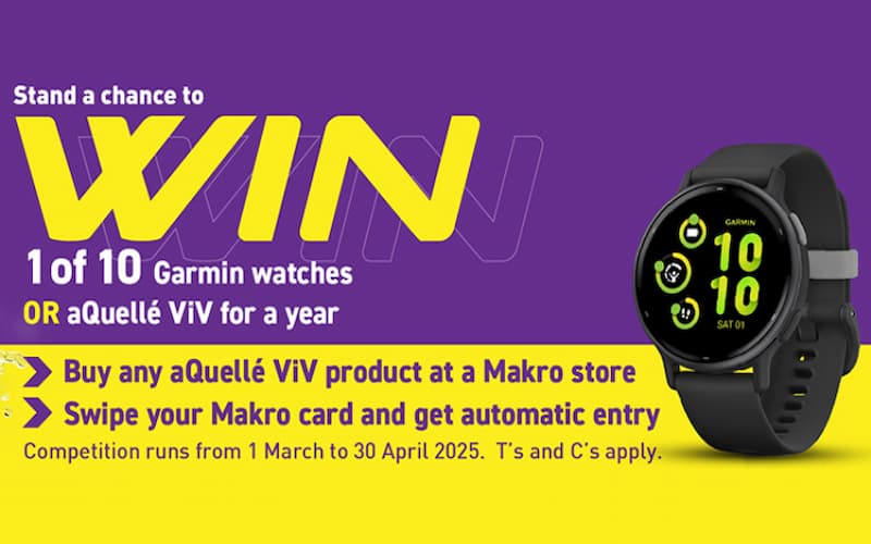 Electronics & Gadgets Online Giveaways South Africa: Win Garmin Watches or aQuellé ViV Products. Hosted by Makro.